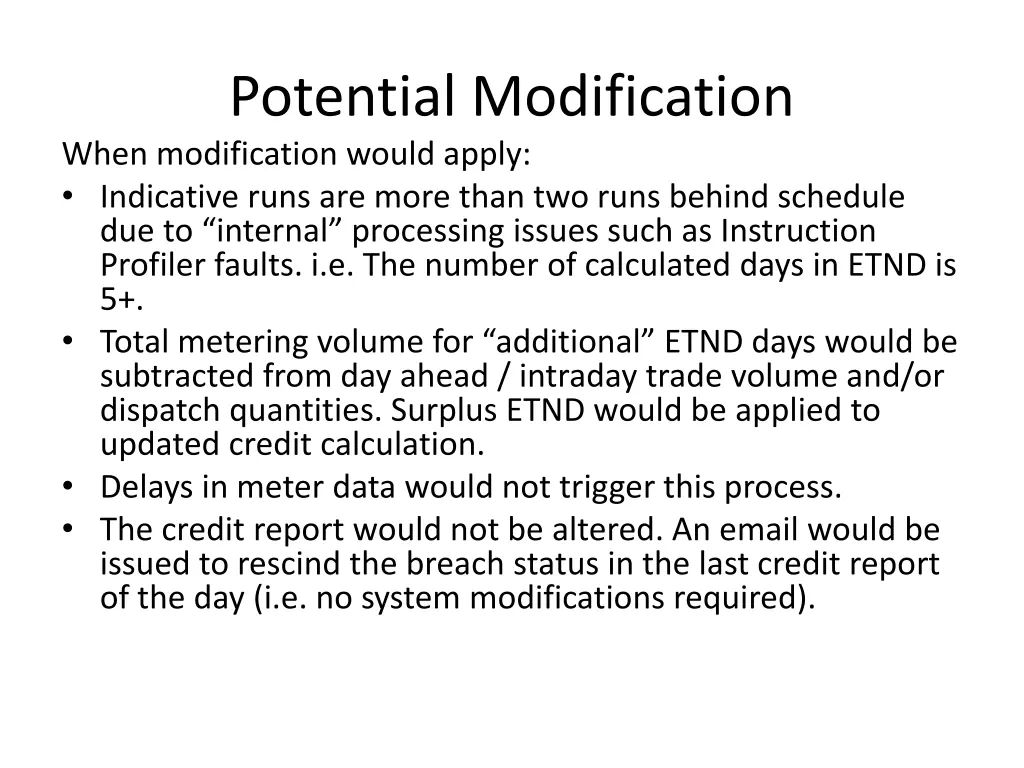 potential modification when modification would