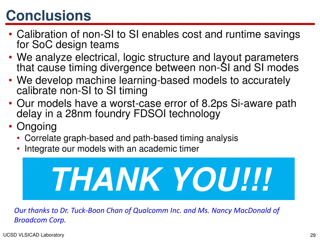 conclusions calibration of non si to si enables