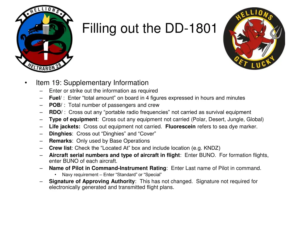 filling out the dd 1801 6