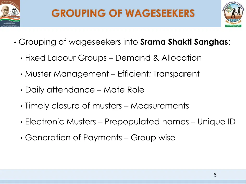 grouping of wageseekers