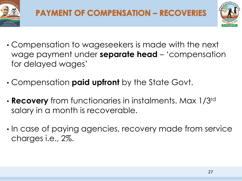 payment of compensation recoveries