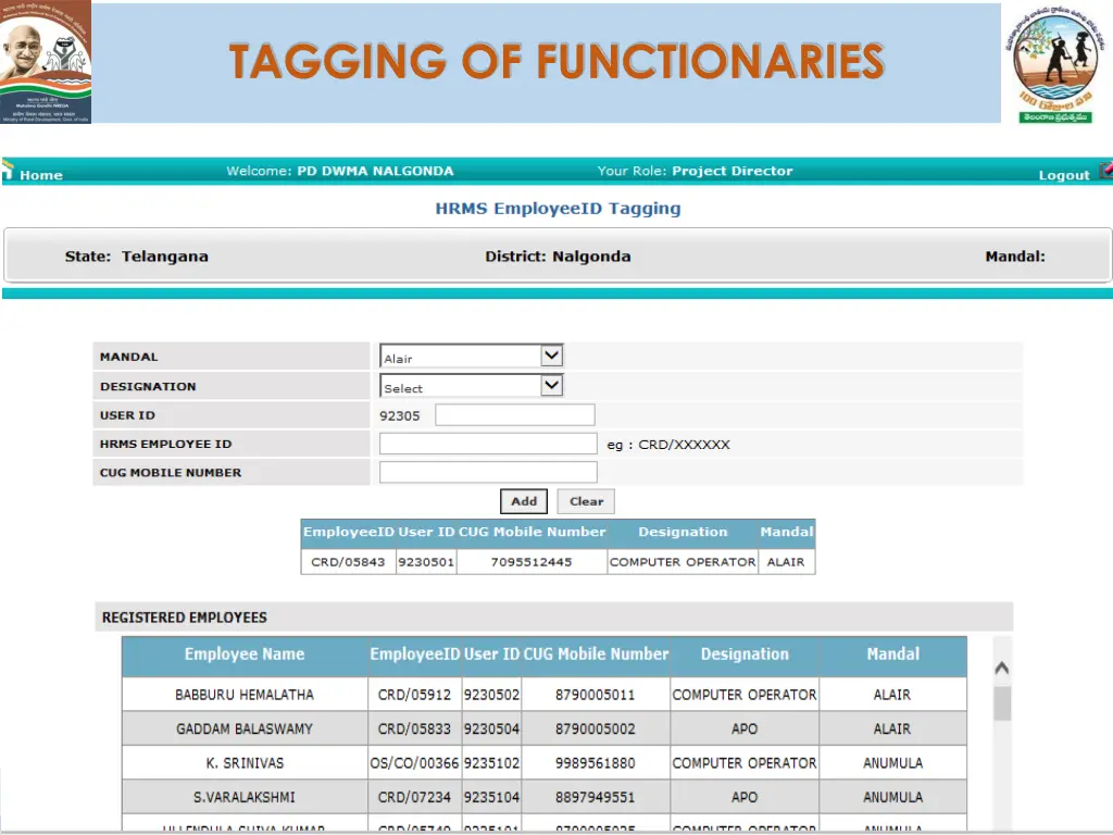 tagging of functionaries