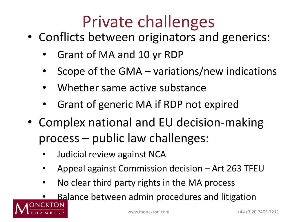 private challenges