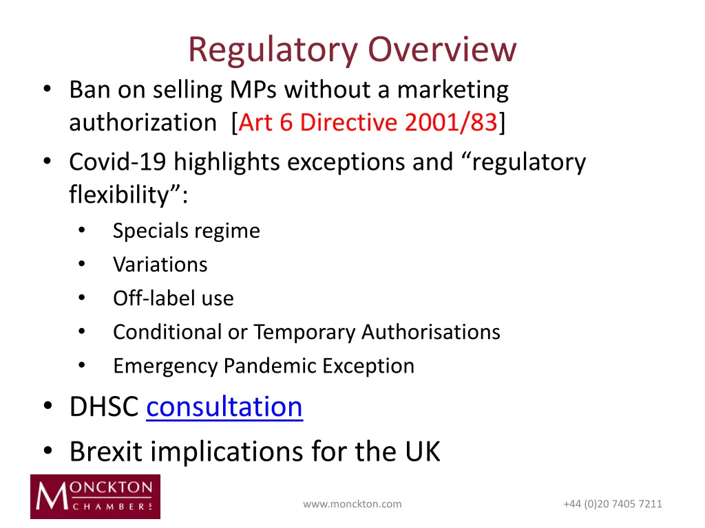 regulatory overview