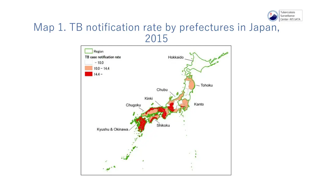 map 1 tb notification rate by prefectures