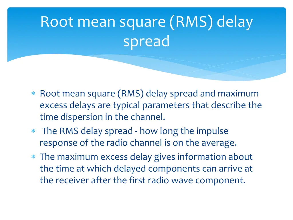 root mean square rms delay spread