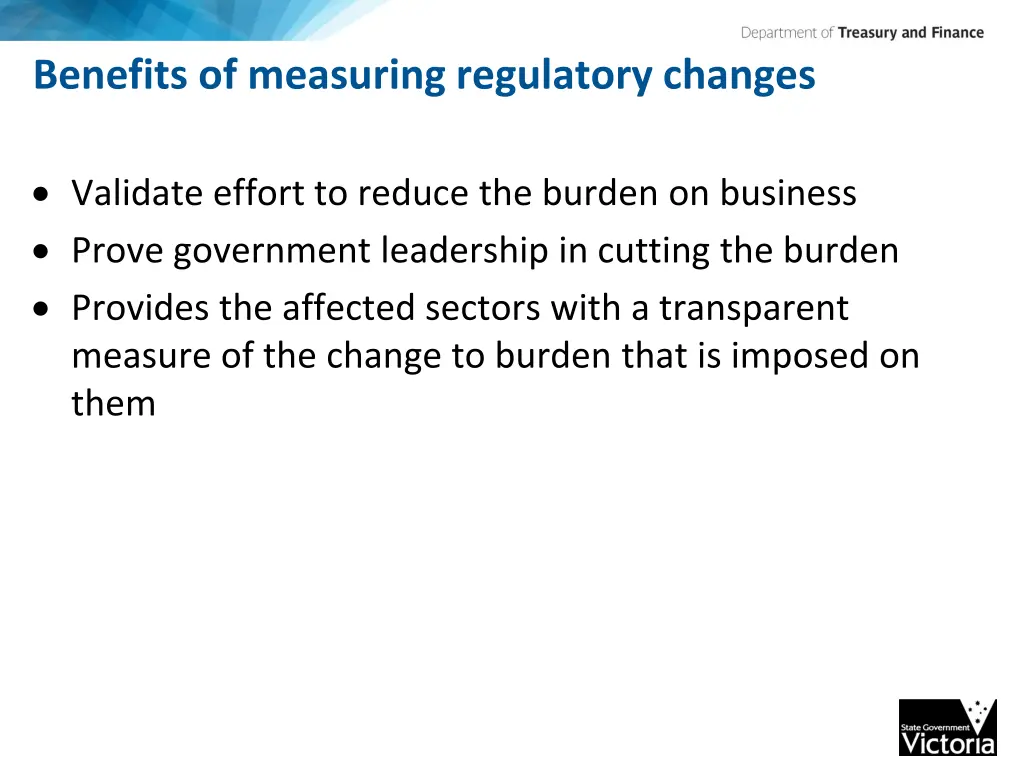 benefits of measuring regulatory changes