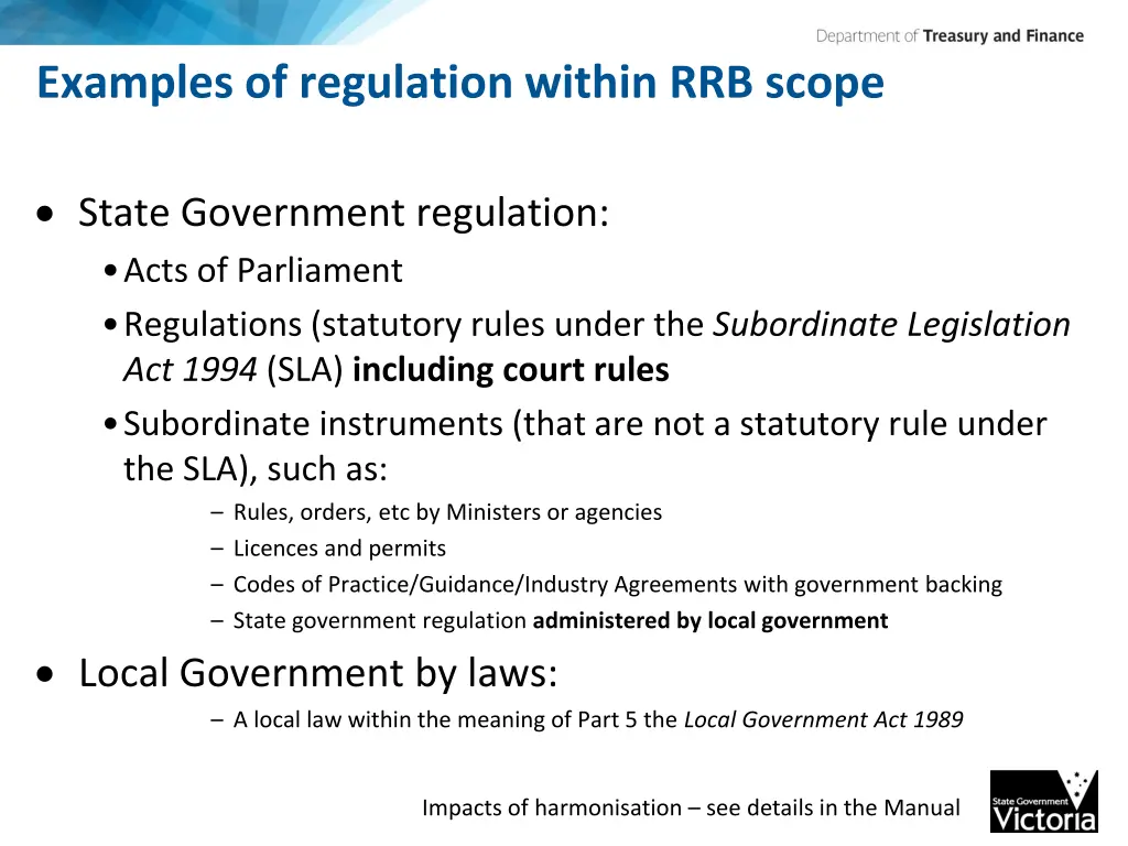 examples of regulation within rrb scope