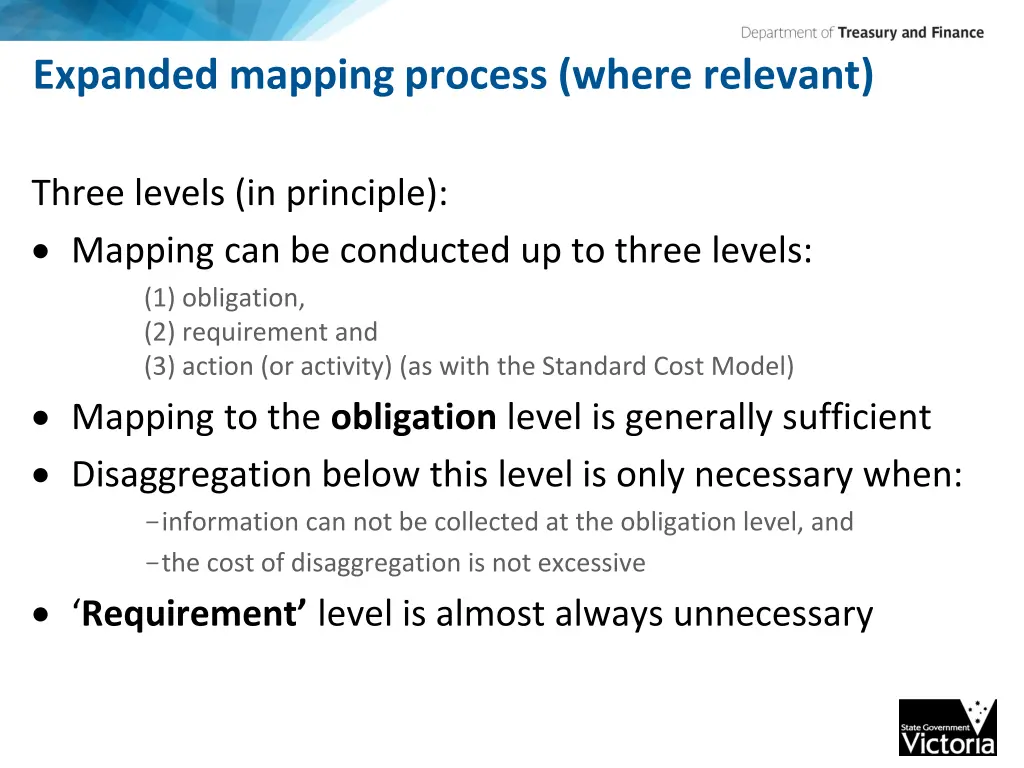 expanded mapping process where relevant