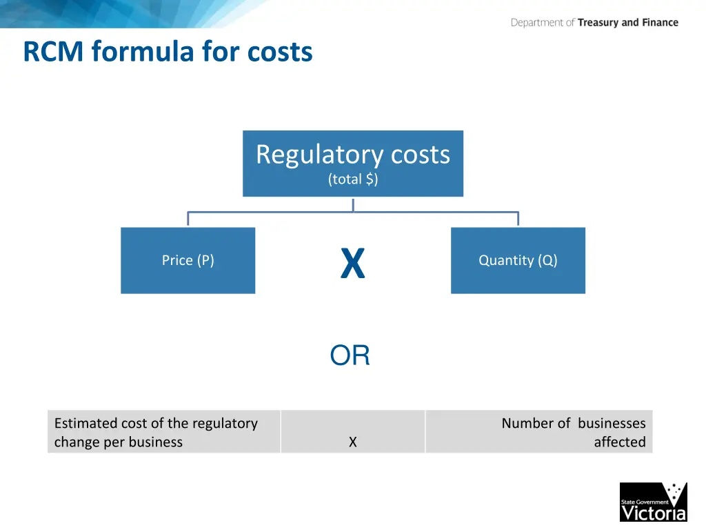 rcm formula for costs