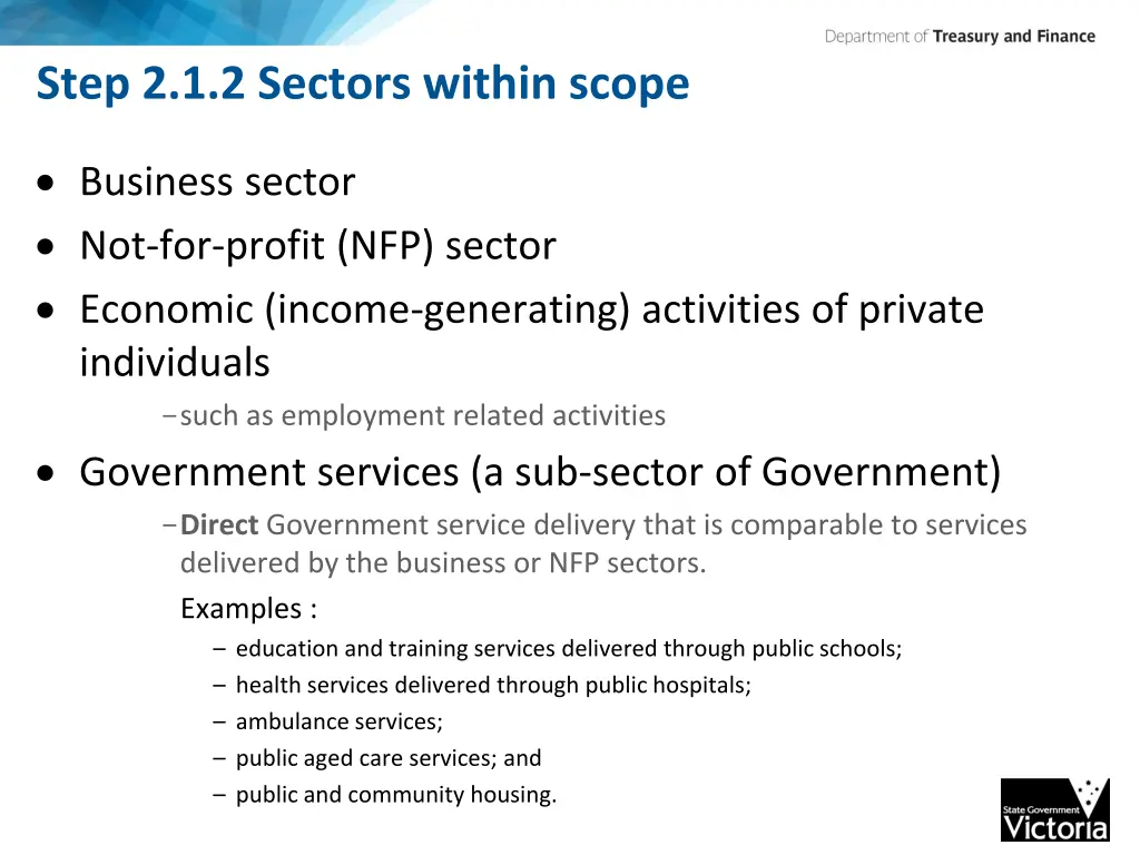 step 2 1 2 sectors within scope