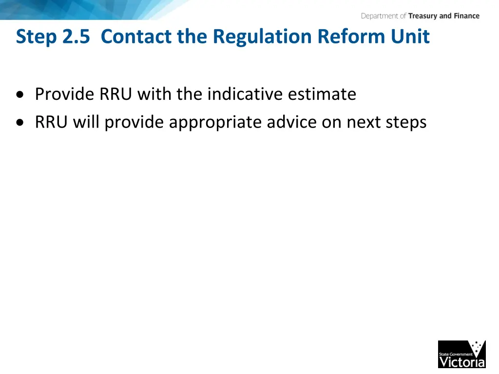 step 2 5 contact the regulation reform unit