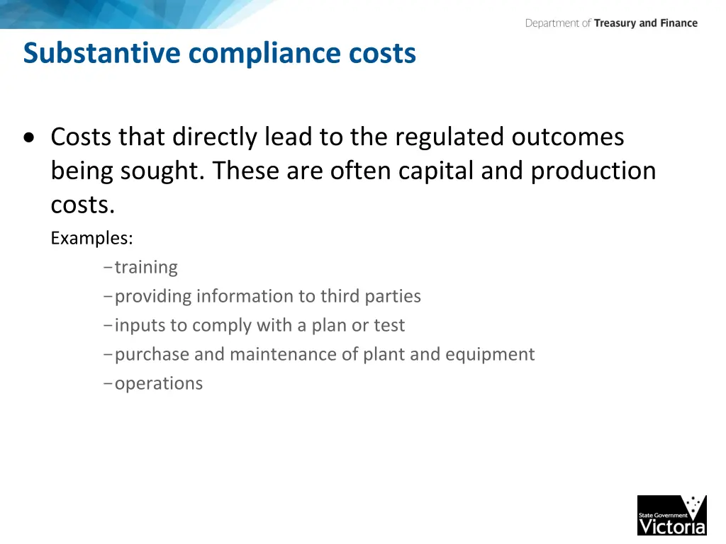 substantive compliance costs