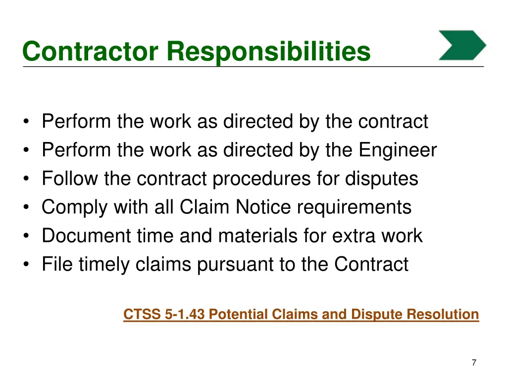 contractor responsibilities