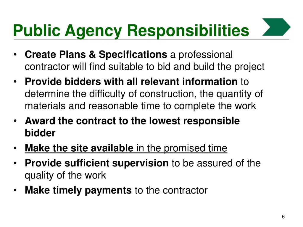 public agency responsibilities