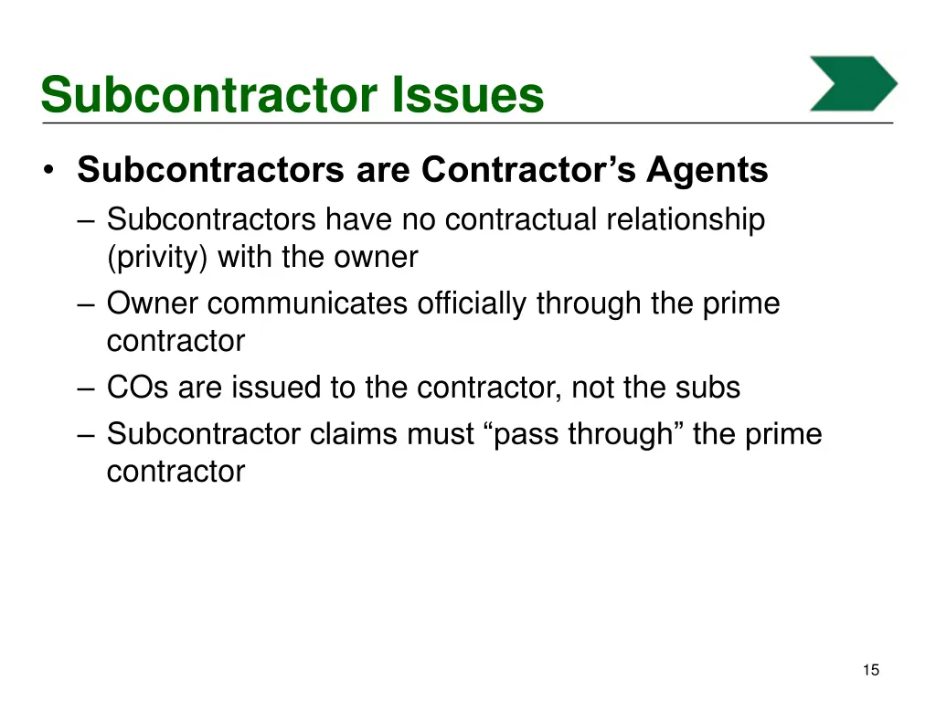 subcontractor issues