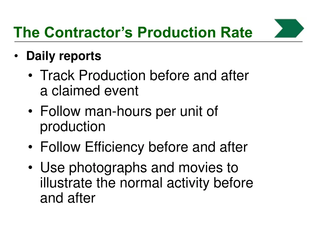 the contractor s production rate