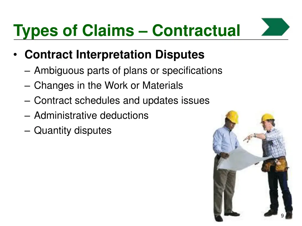 types of claims contractual