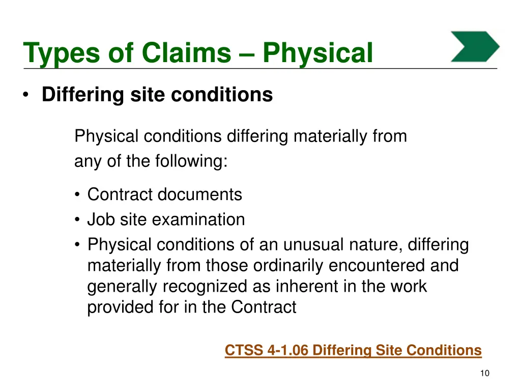 types of claims physical