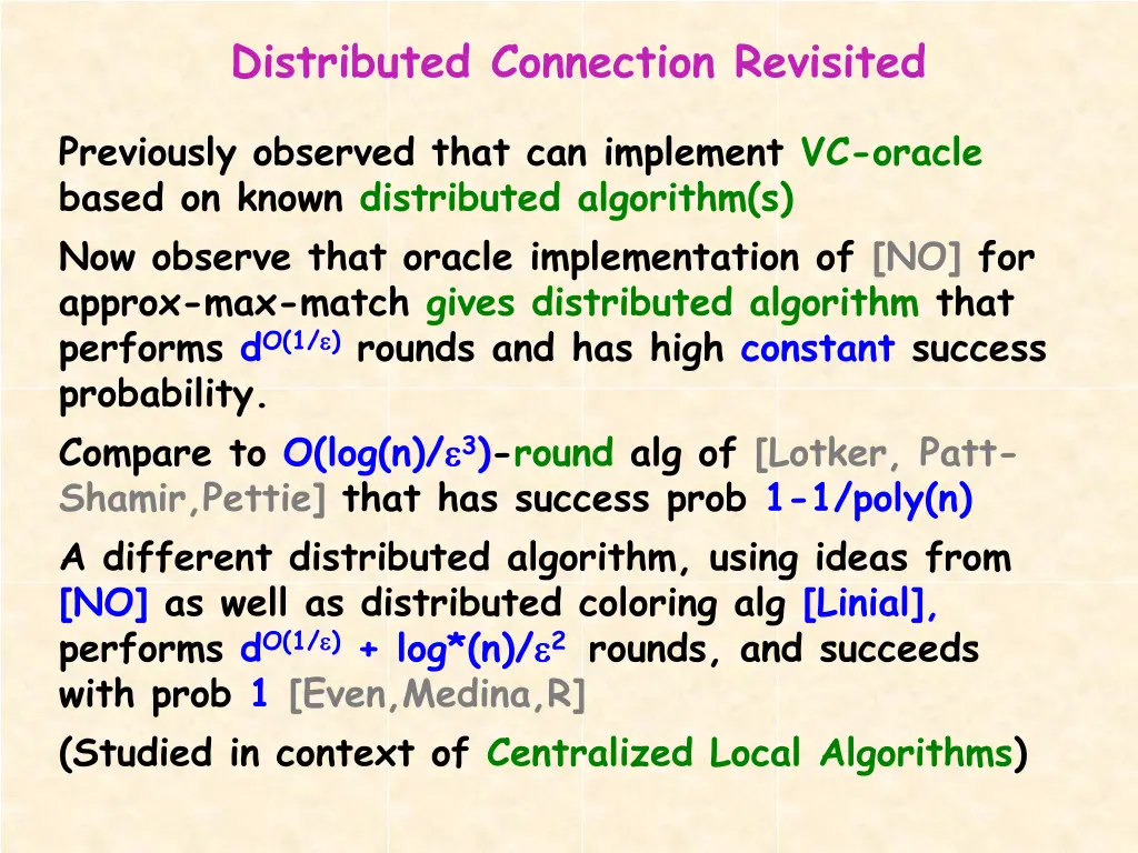 distributed connection revisited