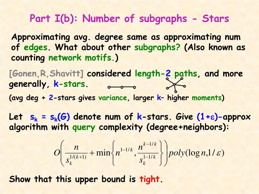 part i b number of subgraphs stars