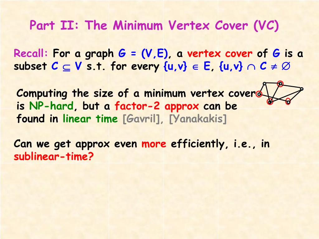 part ii the minimum vertex cover vc