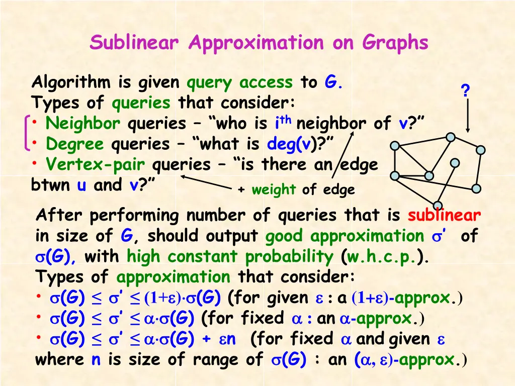 sublinear approximation on graphs