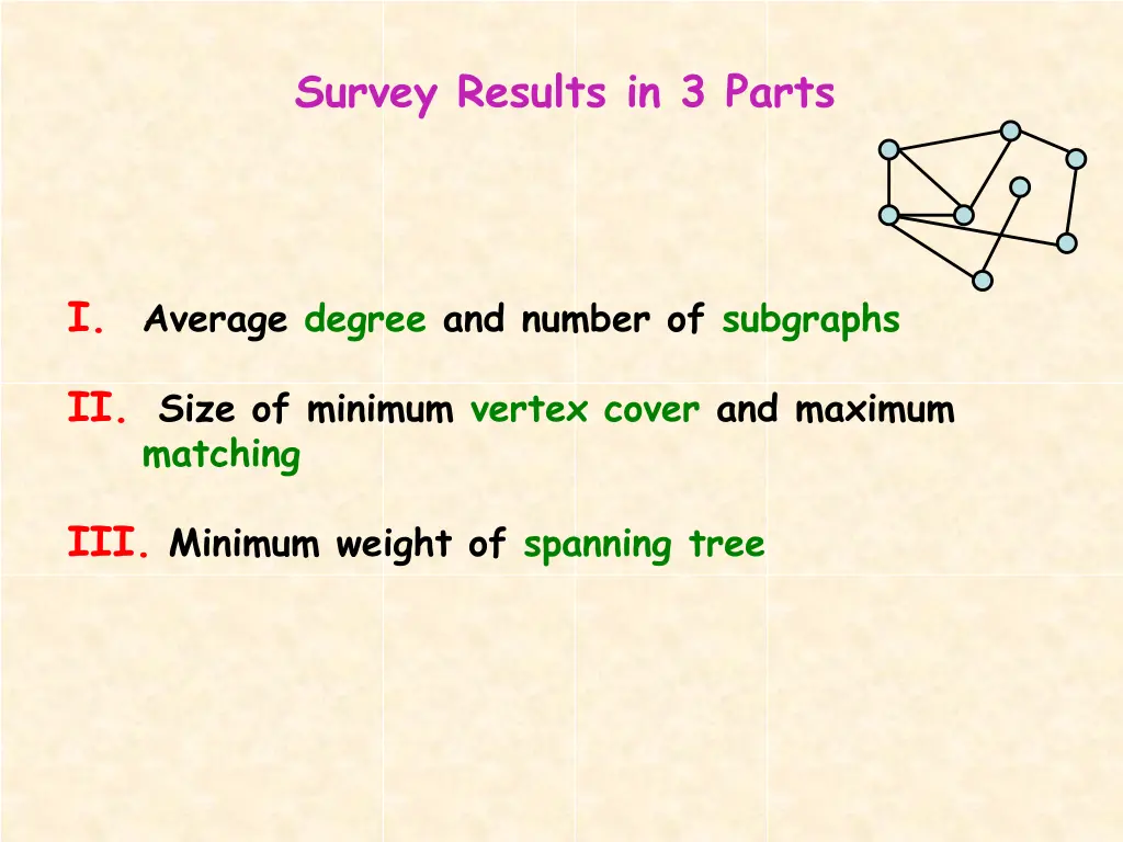 survey results in 3 parts