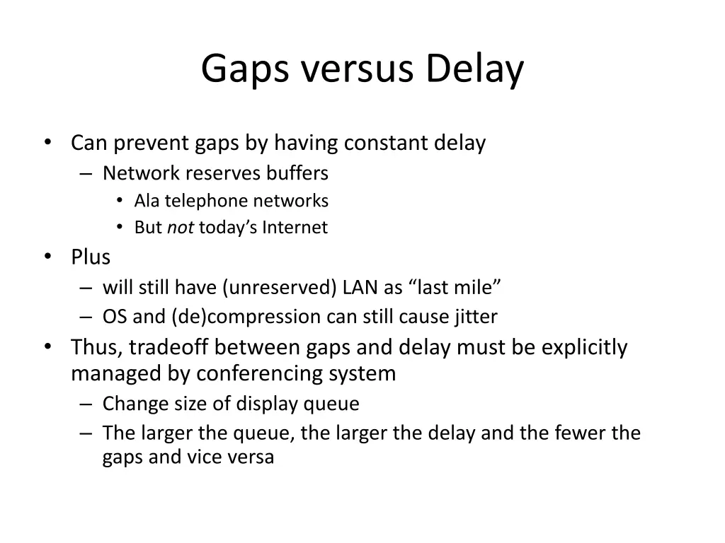 gaps versus delay