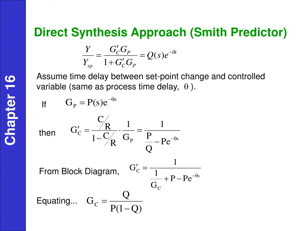 direct synthesis approach smith predictor g g y 1