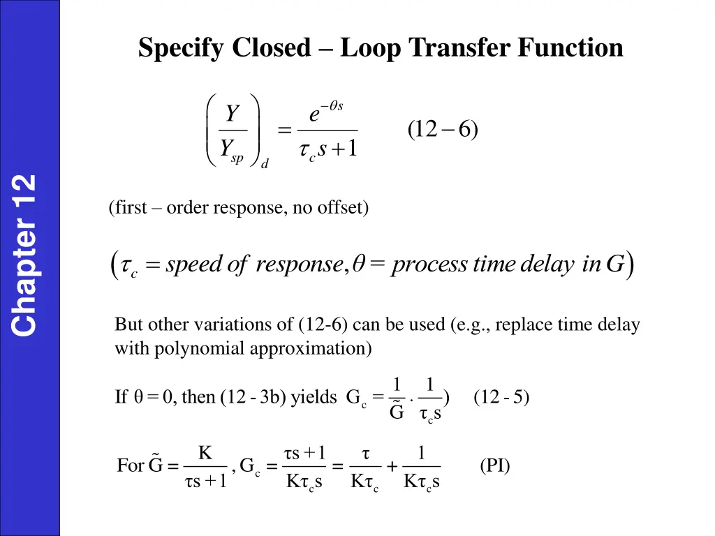 specify closed loop transfer function