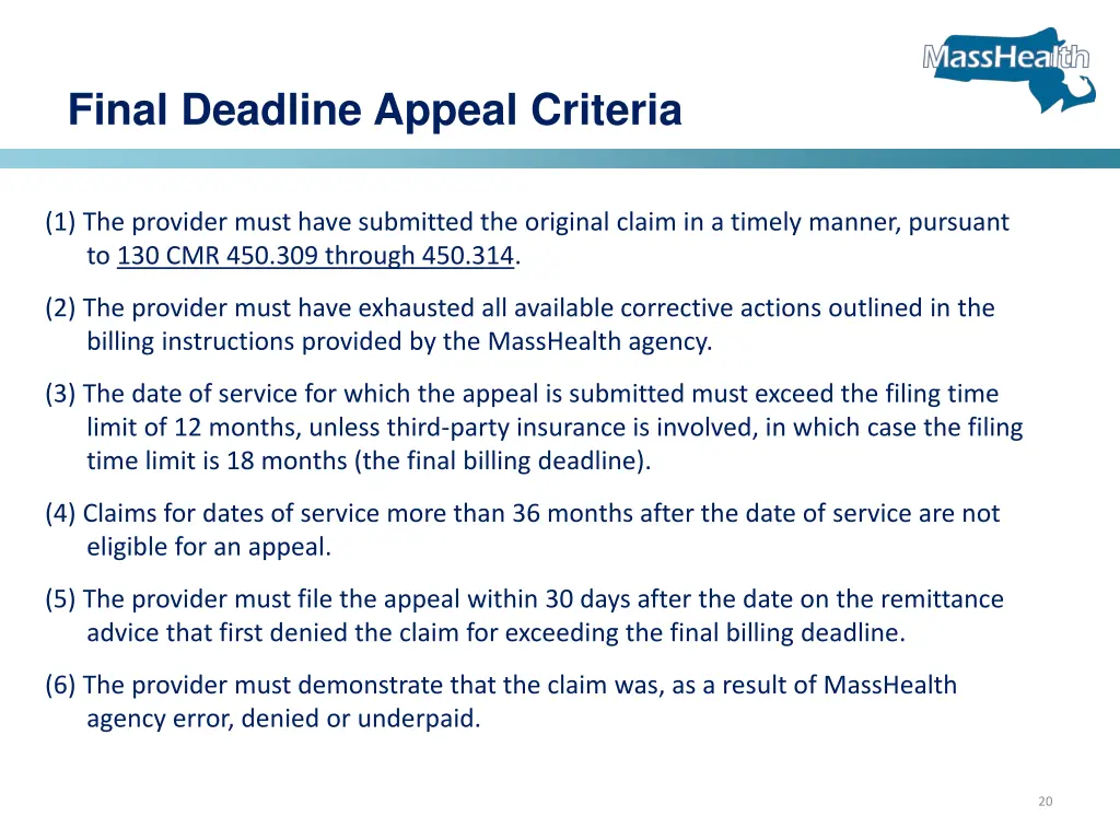 final deadline appeal criteria