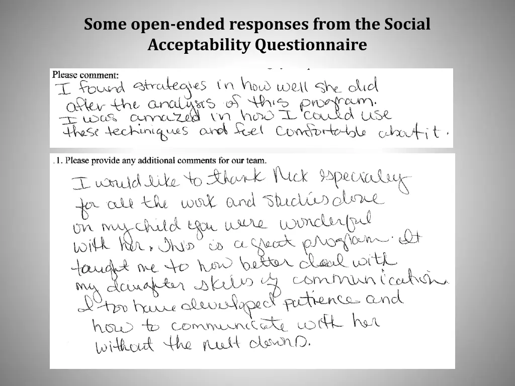 some open ended responses from the social