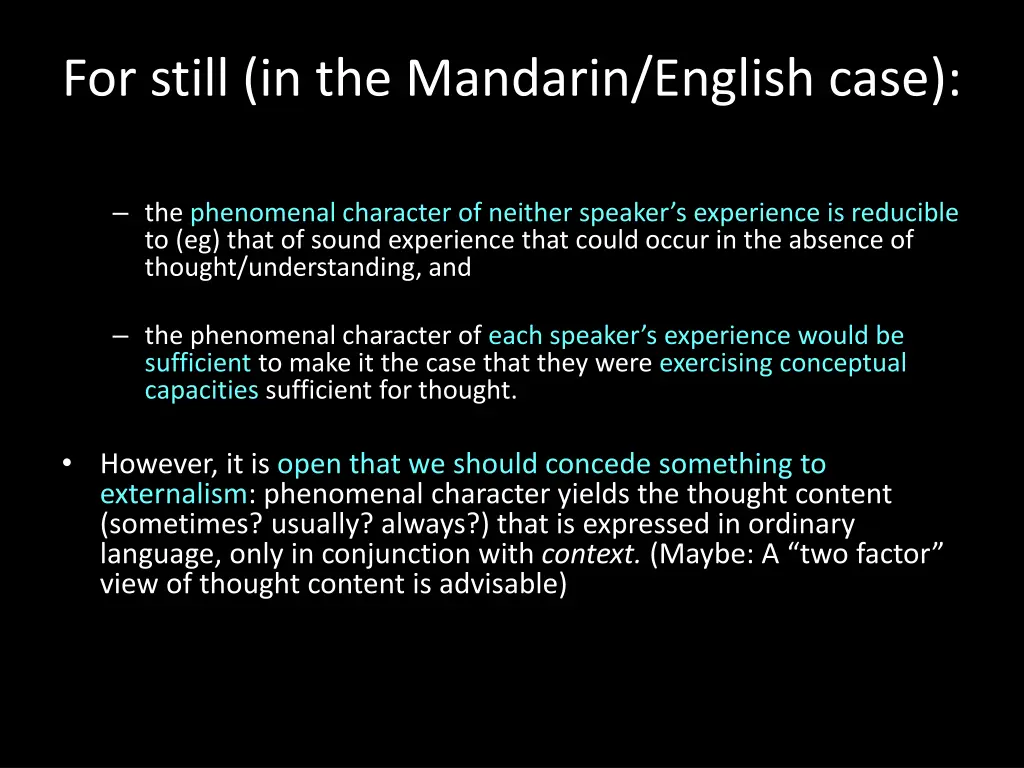 for still in the mandarin english case