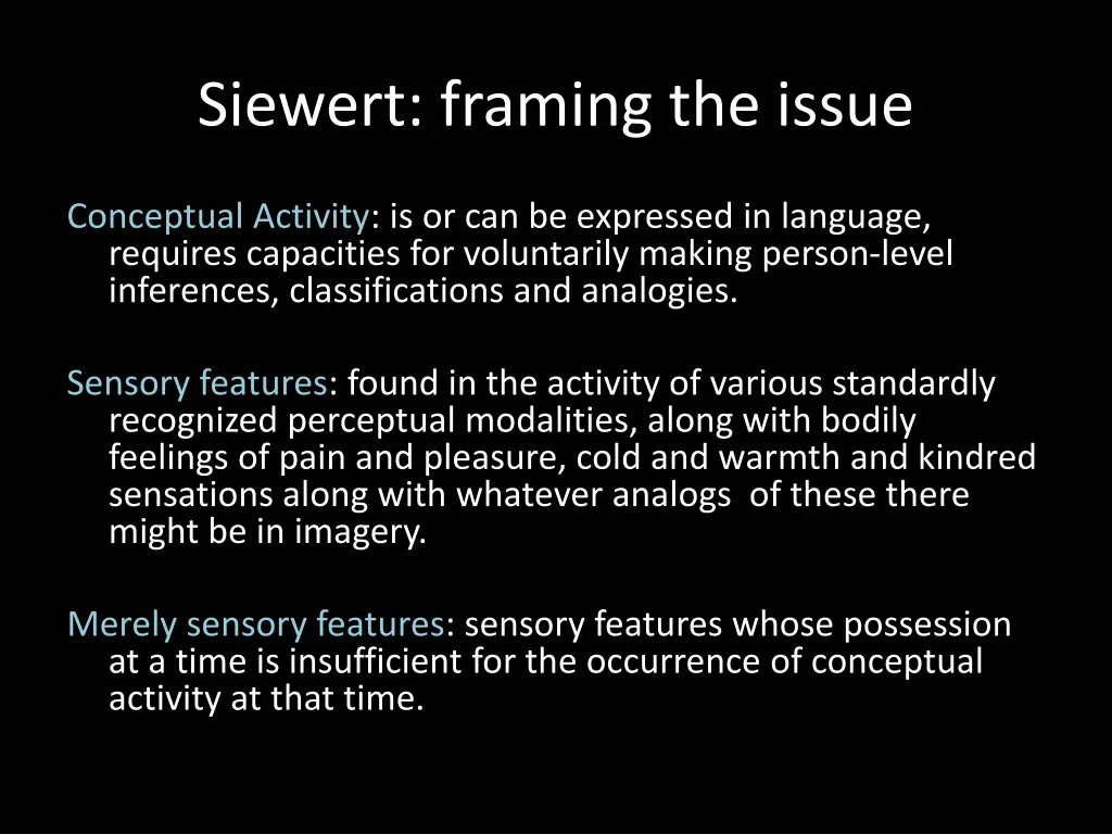 siewert framing the issue