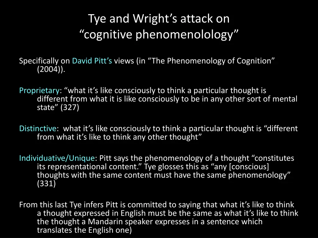 tye and wright s attack on cognitive