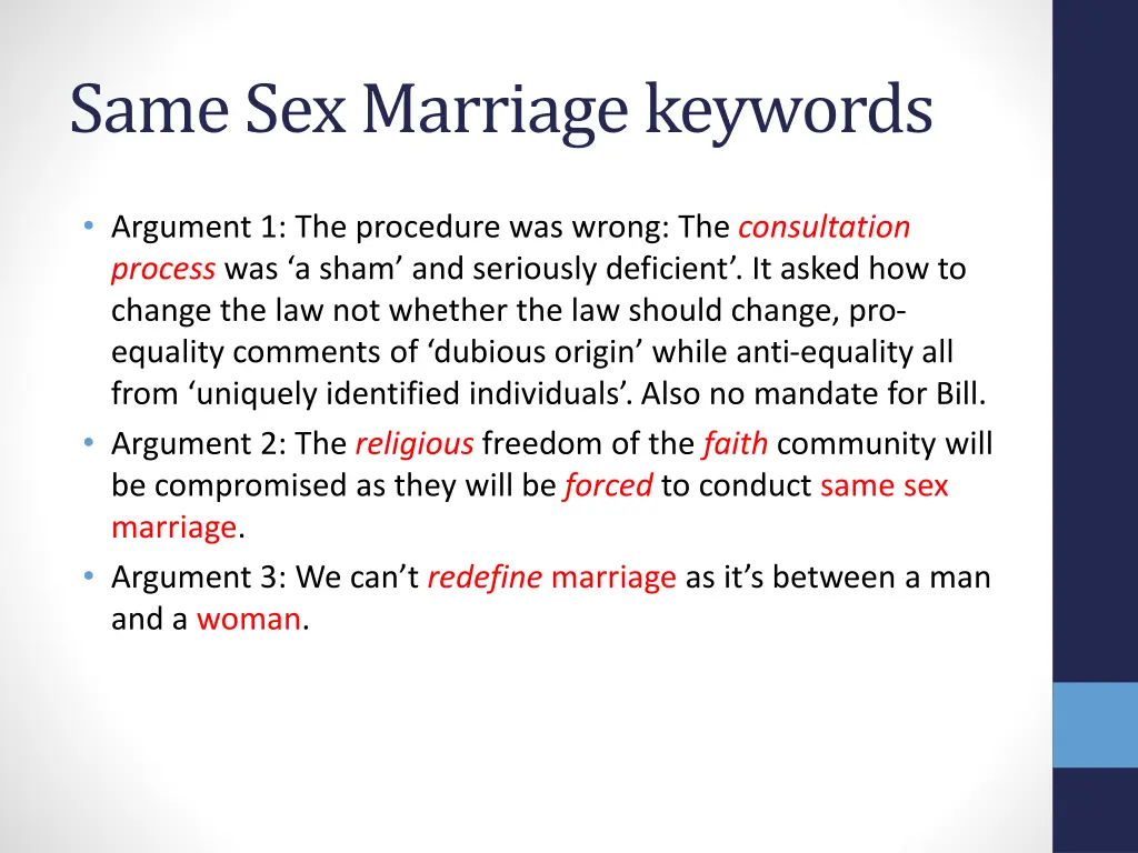 same sex marriage keywords