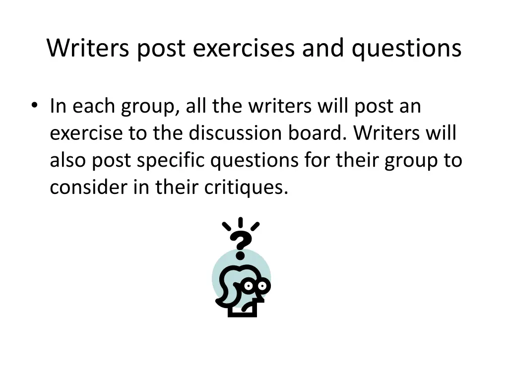 writers post exercises and questions