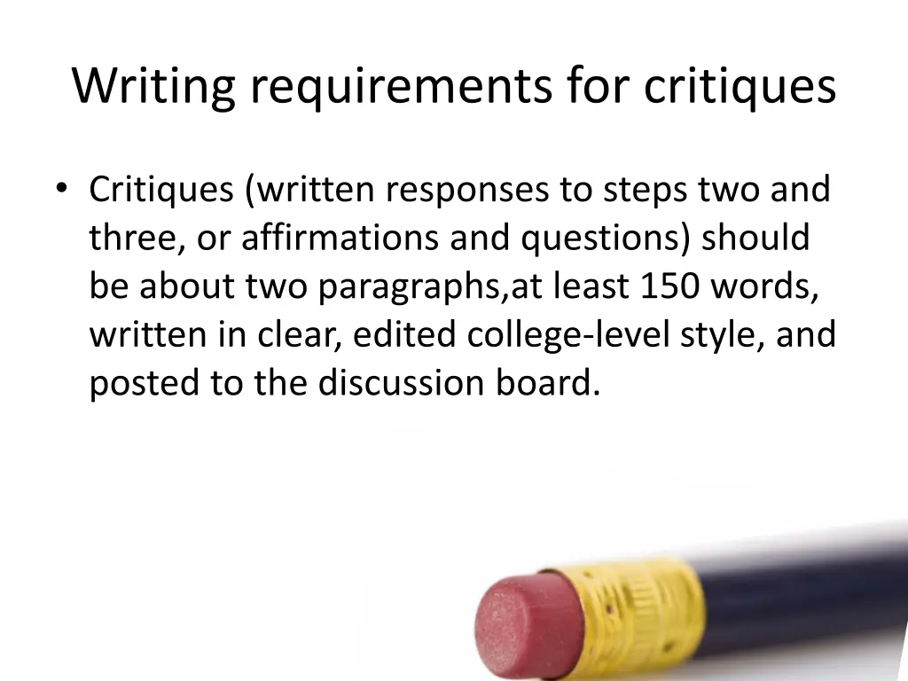 writing requirements for critiques