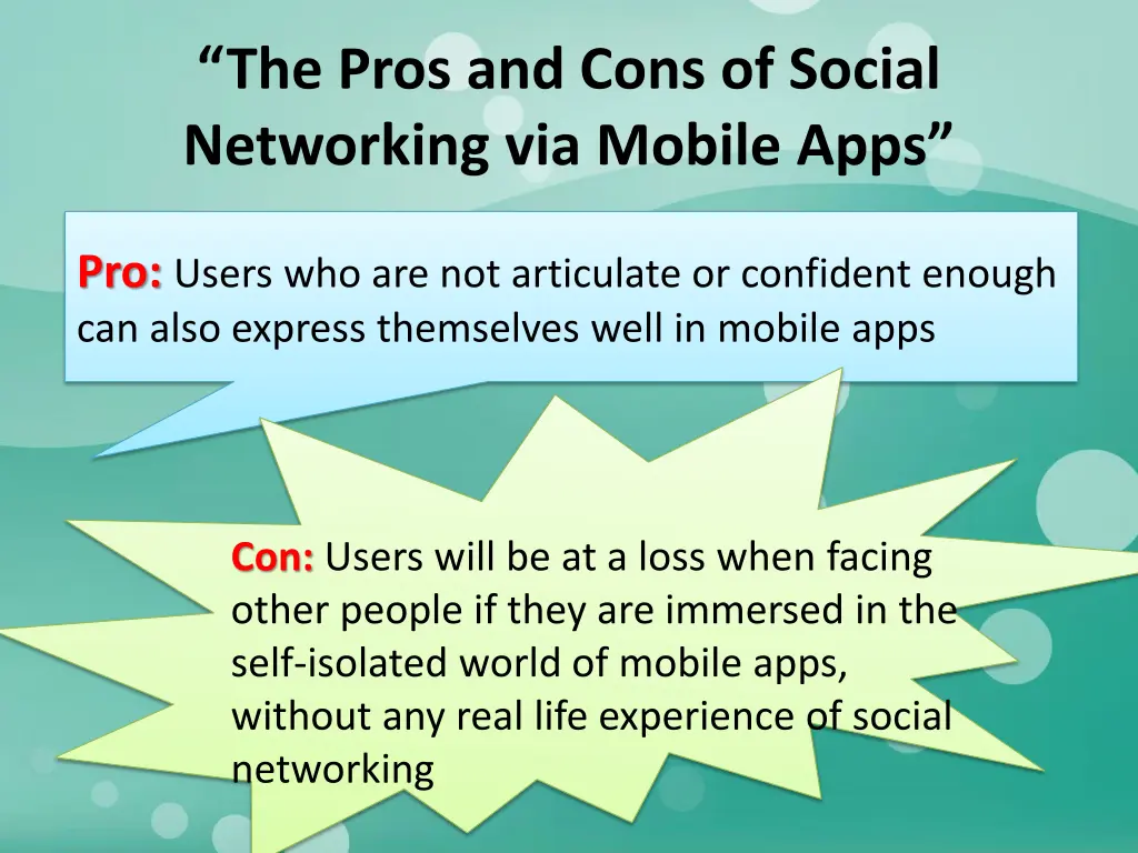 the pros and cons of social networking via mobile 1