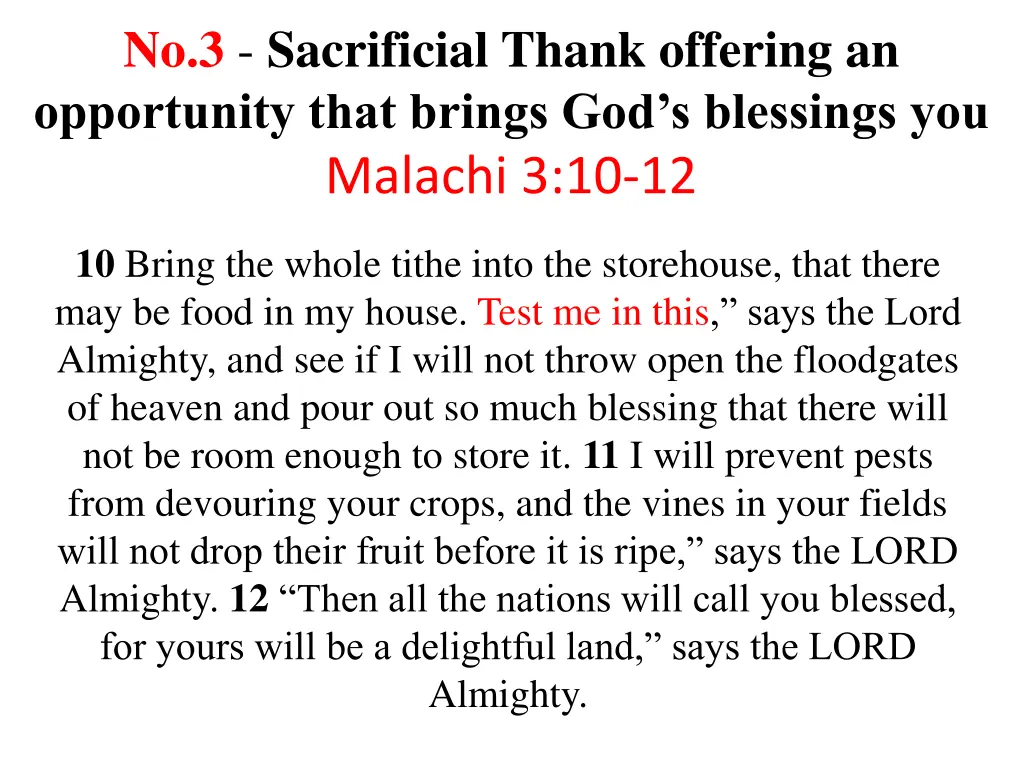 no 3 sacrificial thank offering an opportunity