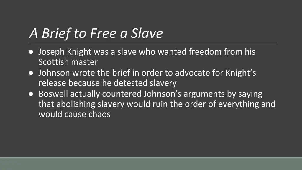 a brief to free a slave