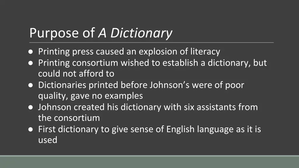 purpose of a dictionary