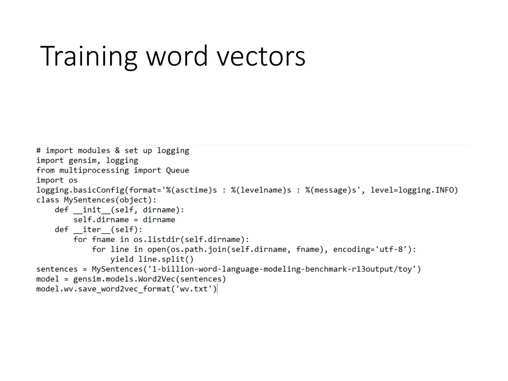 training word vectors 1