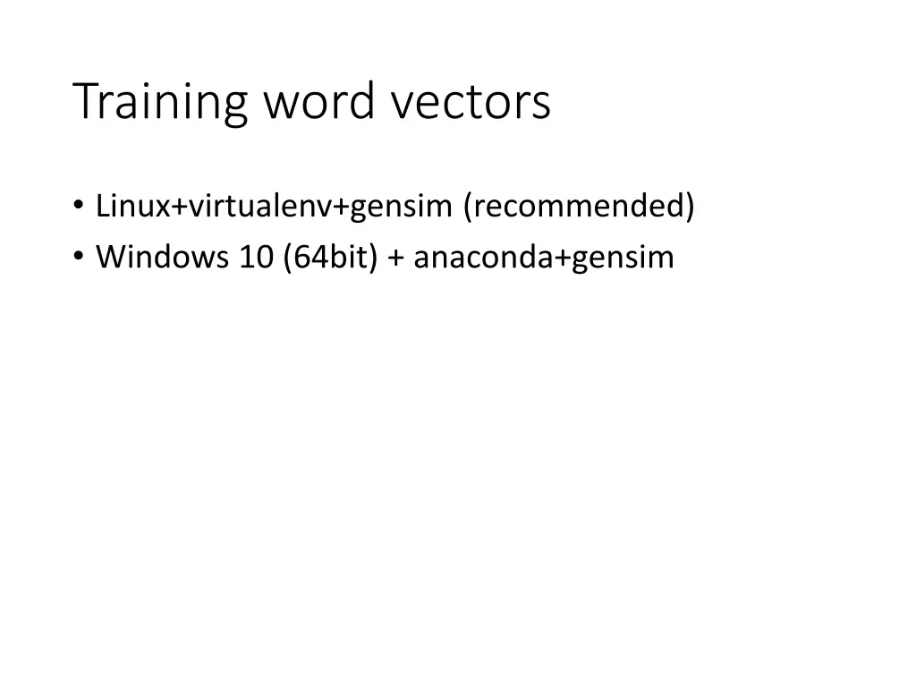 training word vectors