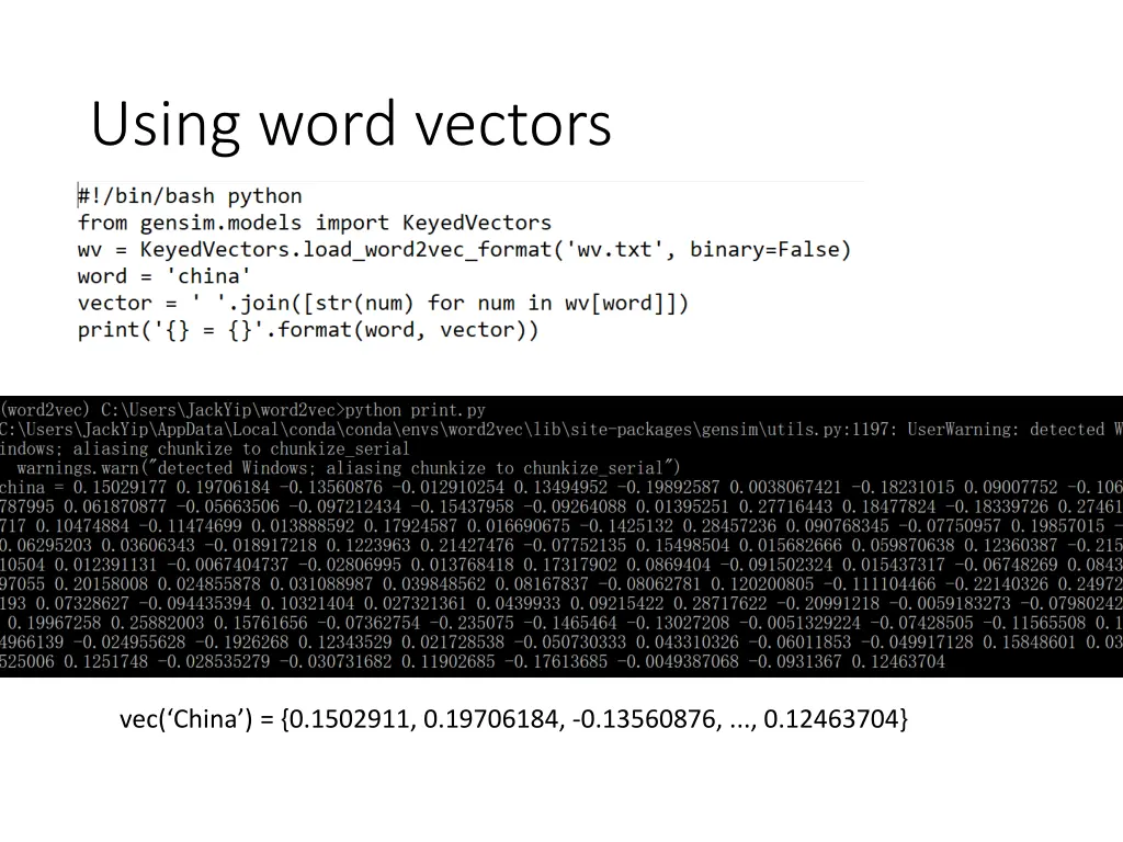 using word vectors