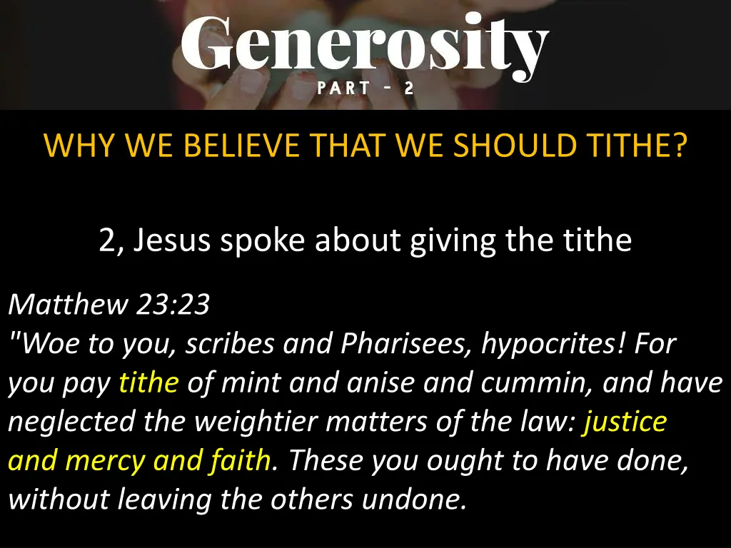 why we believe that we should tithe 1