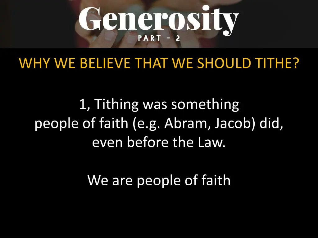 why we believe that we should tithe