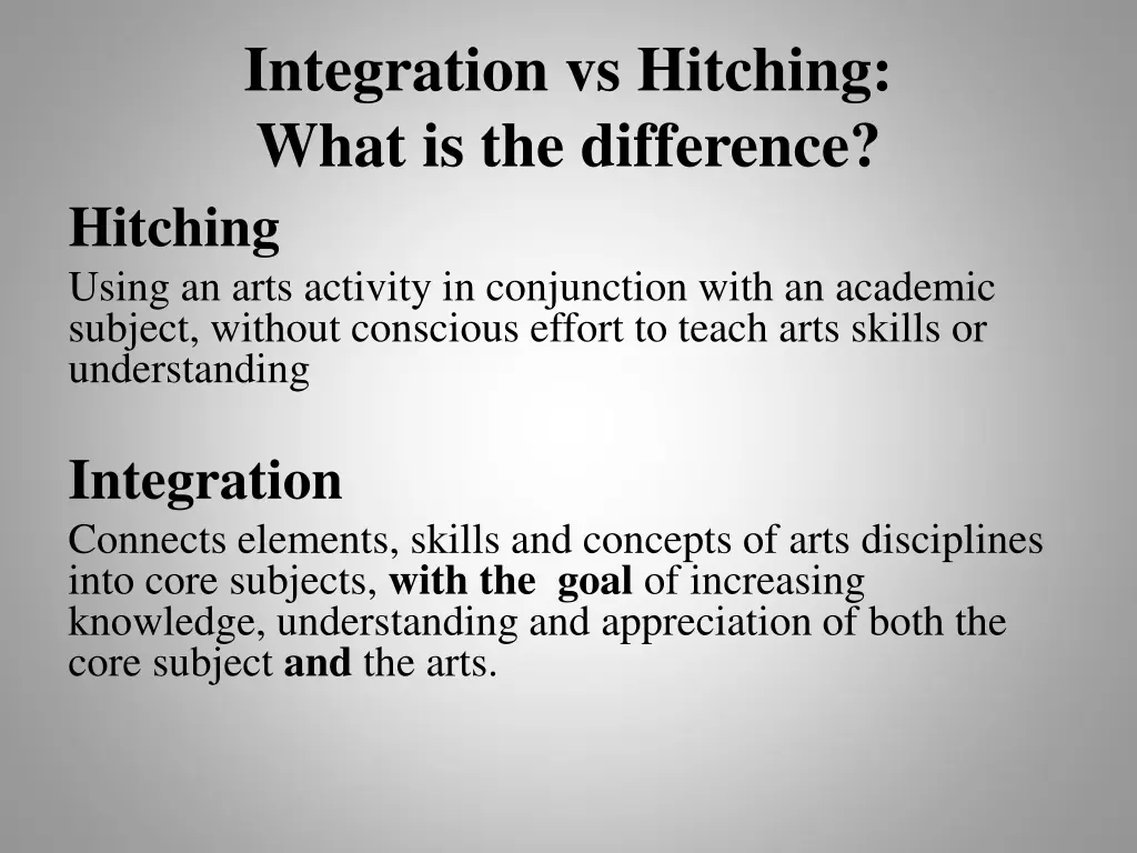 integration vs hitching what is the difference