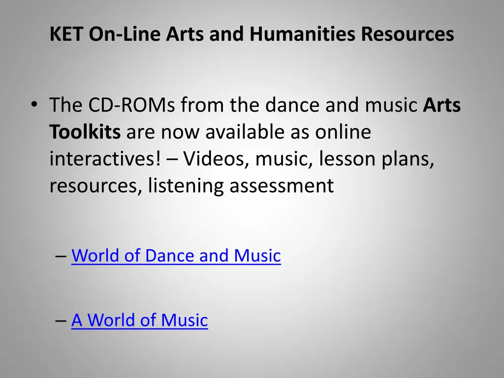 ket on line arts and humanities resources